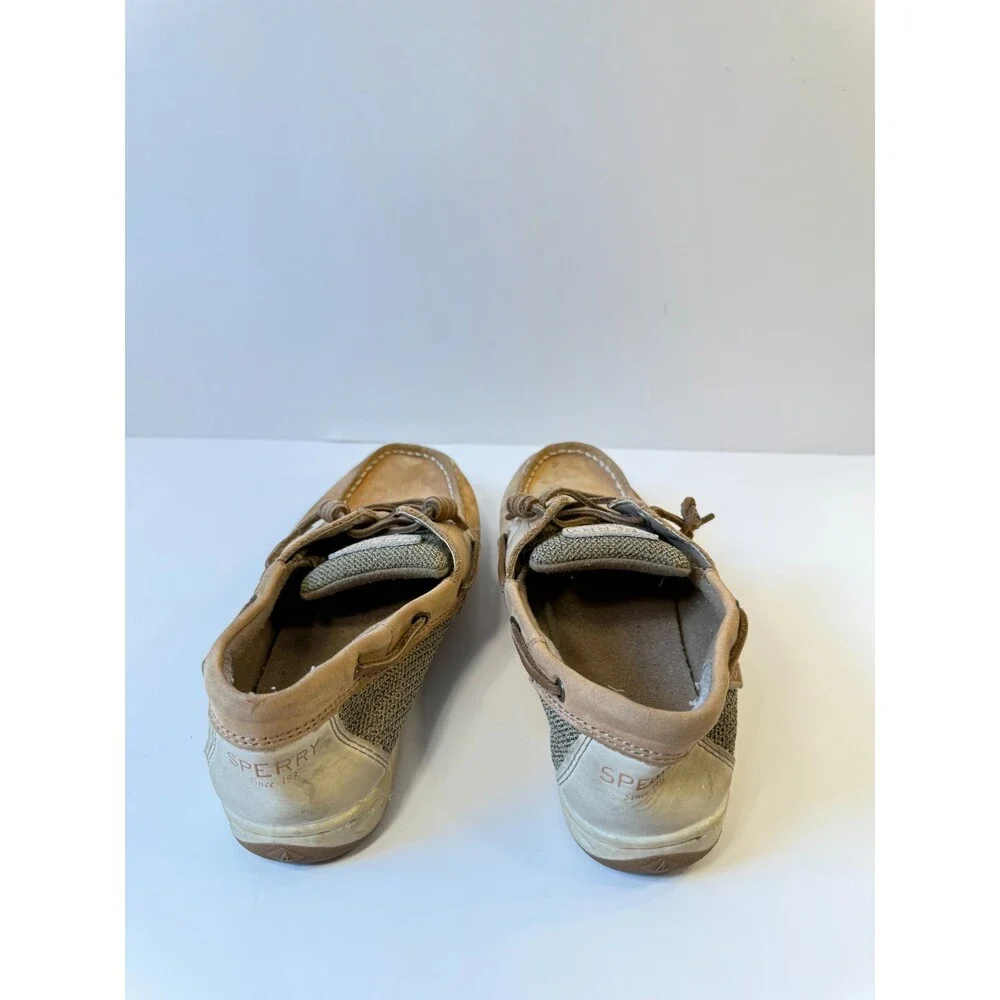 Sperry girls Songfish Boat Shoe, Linen/Oat, 4 Big Kid US